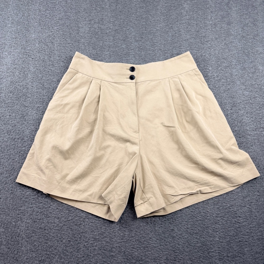 H&M Beige Pleated Women's US 12 High Waisted Dress Shorts